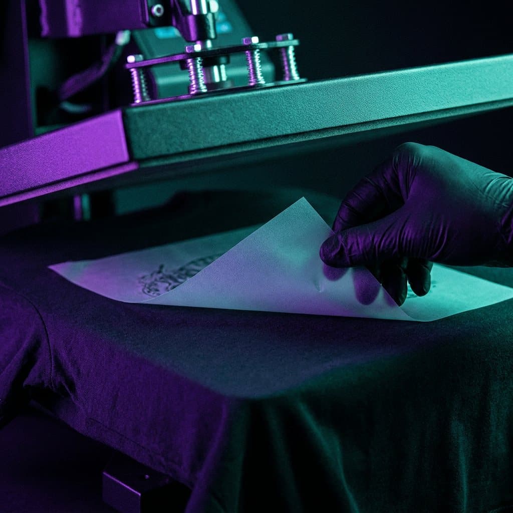 Detailaufnahme eines bedruckten T-Shirts mit sauberem DTF-Motiv (Symbolbild, KI-gestützt erstellt)