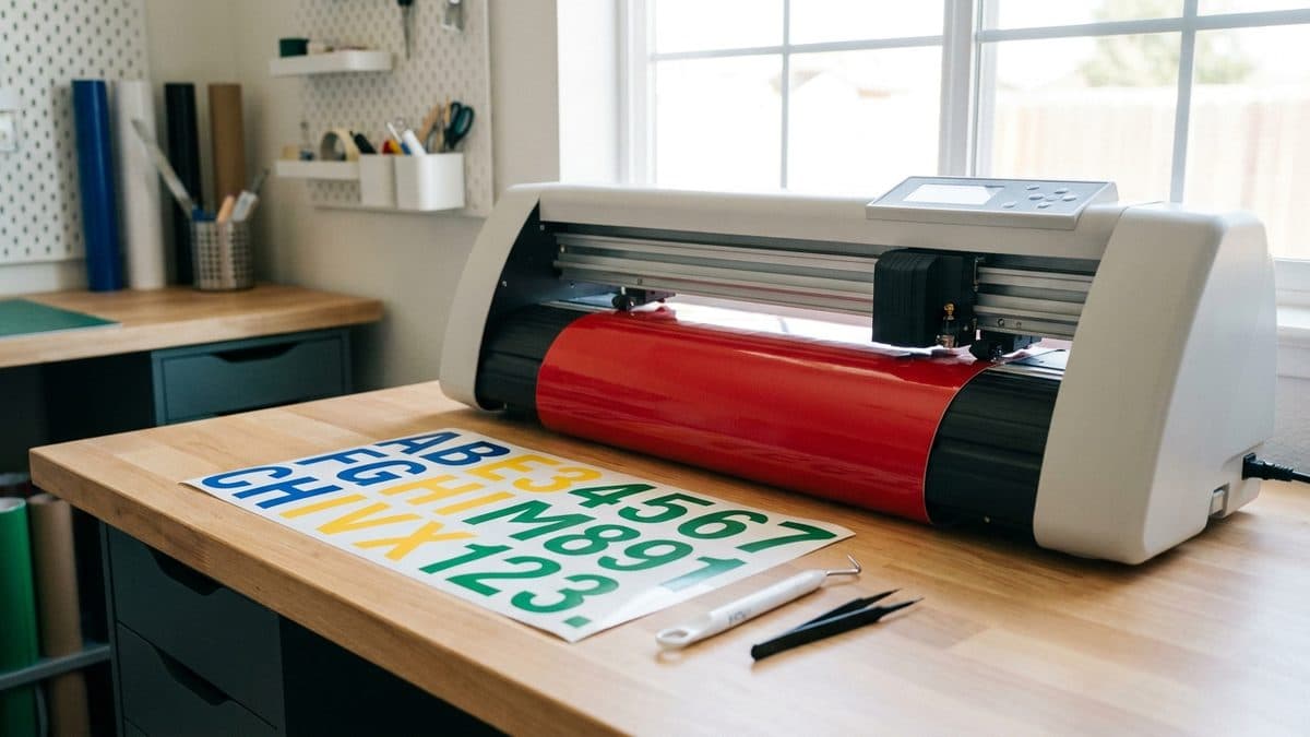 Schneidplotter schneidet Flexfolie (Bild KI-gestützt erstellt)