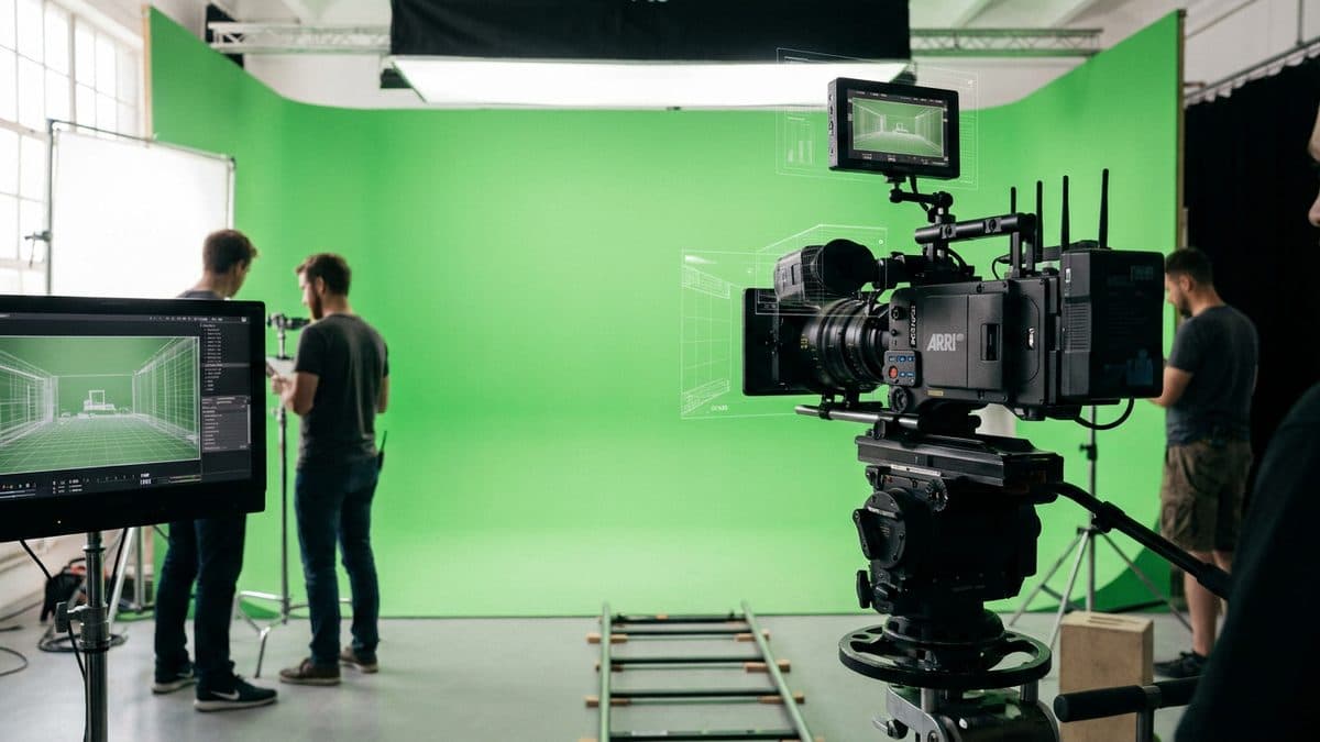 Filmset mit Greenscreen (Bild KI-gestützt erstellt)